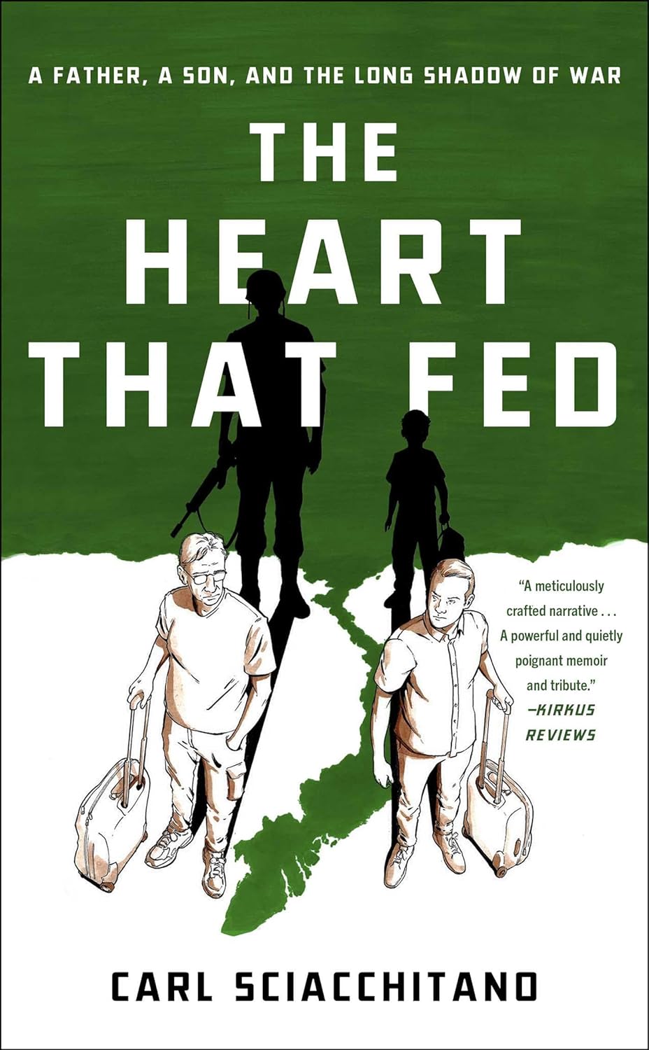 a graphic of the cover of The Heart That Fed: A Father, a Son, and the Long Shadow of War by Carl Sciacchitano