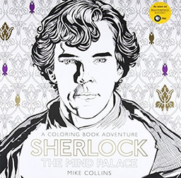a black and white coloring book page of Benedict Cumberbatch the actor playing Sherlock on BBC