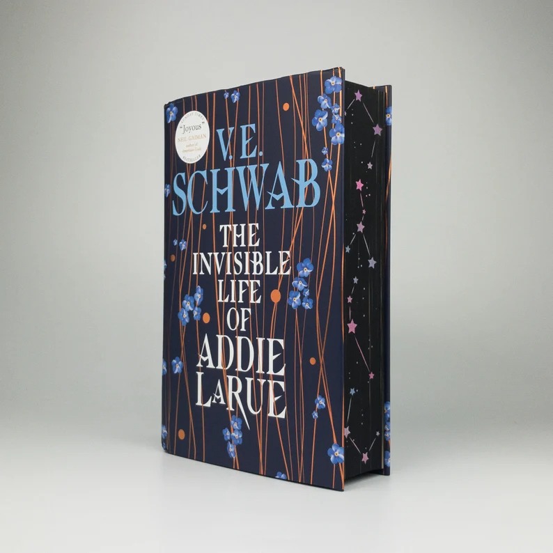 a photo of The Invisible Life of Addie LaRue with a constellation pattern on the sprayed edge