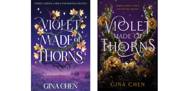 US and UK book covers for Violet Made of Thorns