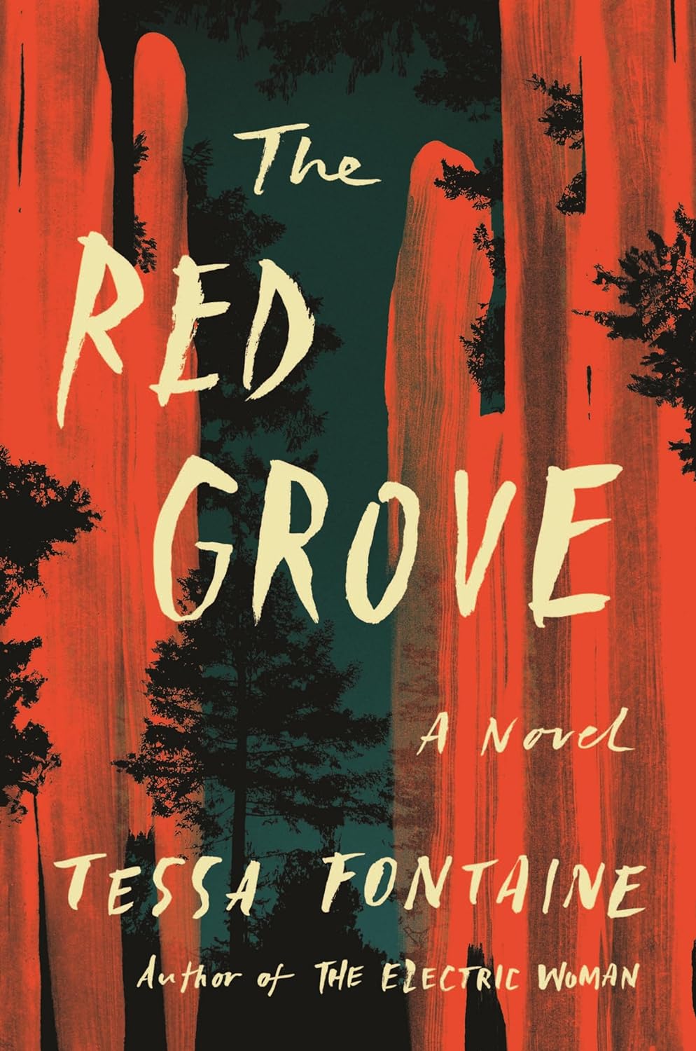 a graphic of the cover of The Red Grove by Tessa Fontaine